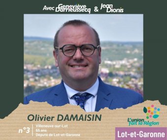 Olivier Damaisin, candidat sur la liste l'Union fait la Région en Lot-et-Garonne