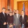 Jean Dionis et les Jeunes Centristes 47 (leur Président Damien Abad est à droite sur la photo) avec Dominique Baudis (costume gris), candidat pour le Grand sud-ouest aux élections européennes du 7 juin 2009. . 20/02/09