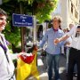 Jean Dionis avec David Djaiz (major à l'école Normale) et Benjamin Darnaud (Top Chef) pour l'inauguration de la Place du Pruneau d'Agen. 27/08/10